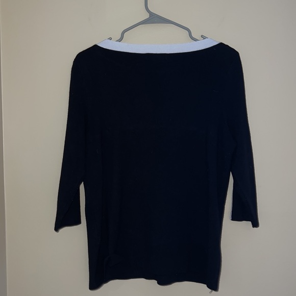 ▪️CB Established 1962: Black scoop sweater, quarter sleeve, white button trim, L - Picture 10 of 10